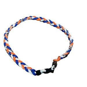 Triple Braided Sports Performance Titanium Necklace - Blue, Orange, & White